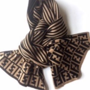 Fendi-Wool Scarf Tan/Black